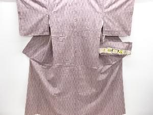 アンティーク　よろけ縞模様織出し手織り紬着物